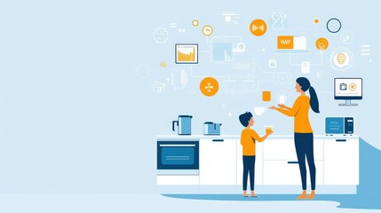 Family Interaction in a Modern Kitchen Environment