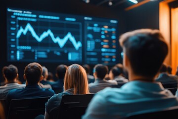 Business Presentation in Auditorium. AI generated illustration.