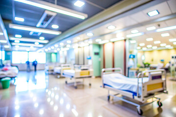 Modern hospital with blurred background, clean and bright environment