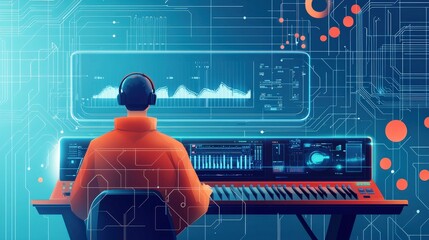 Futuristic Music Production in Advanced Studio Environment