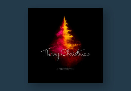Social Media Post With Colored Smoke Style Christmas Tree, Generative ai