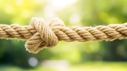 Complex web of interconnected ropes symbolizing intricate business relationships and antitrust challenges, with a focused foreground rope representing the effort to break monopolies