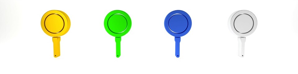 Colorful Frying pan icon isolated on white background. Fry or roast food symbol. Minimalism concept. 3D render illustration