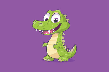 Naklejka premium Cute Crocodile walking Cartoon Vector Icon Animal Nature Icon Isolated Flat Vector Illustration