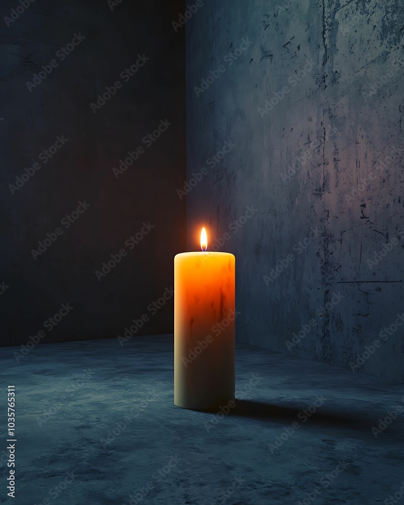 Wall mural concept good and bad determination a tranquil candle illuminates the dark creating a serene atmosphe