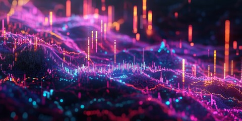 Obraz premium Abstract glowing neon landscape.