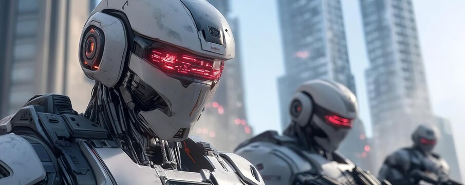Cyber-enhanced survivors, hiding in abandoned high-tech buildings, battling robotic enforcers