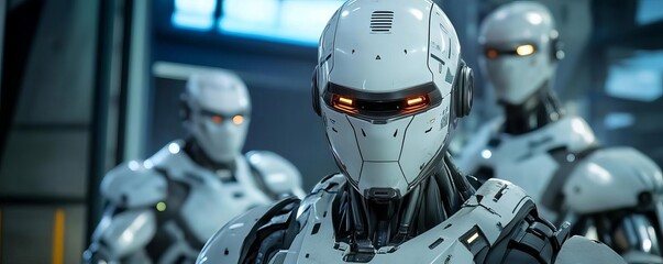 Cyber-enhanced survivors, hiding in abandoned high-tech buildings, battling robotic enforcers