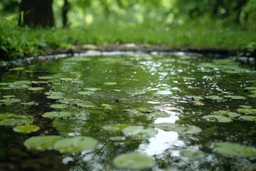 Fototapeta premium Water pollution in the river environment 