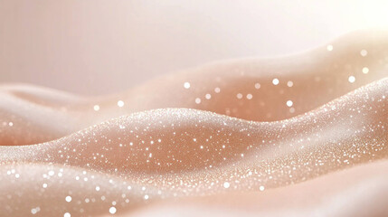 Obraz premium Soft, shimmering waves of fabric create dreamy atmosphere, enhanced by glittering particles that catch light beautifully. This enchanting scene evokes sense of calm and elegance