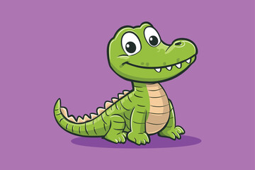 happy crocodile cartoon vector illustration  on background 