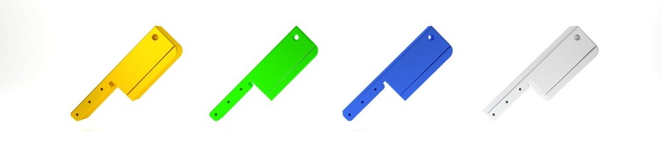 Colorful Meat chopper icon isolated on white background. Kitchen knife for meat. Butcher knife. Minimalism concept. 3D render illustration