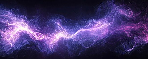 Obraz premium Electric purple light waves zigzag across a dark background, creating a powerful and energetic abstract design