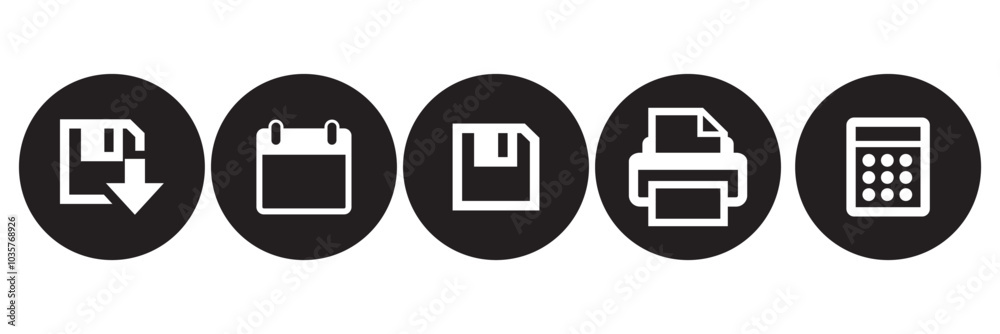 Canvas Prints office document icon set in line style. download, print office simple black style symbol sign for ap