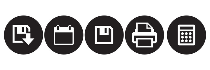 Office document icon set in line style. download, print office simple black style symbol sign for apps and website, vector illustration.