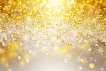 Abstract white and yellow particles in forced perspective