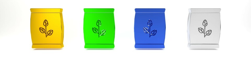 Colorful Fertilizer bag icon isolated on white background. Minimalism concept. 3D render illustration