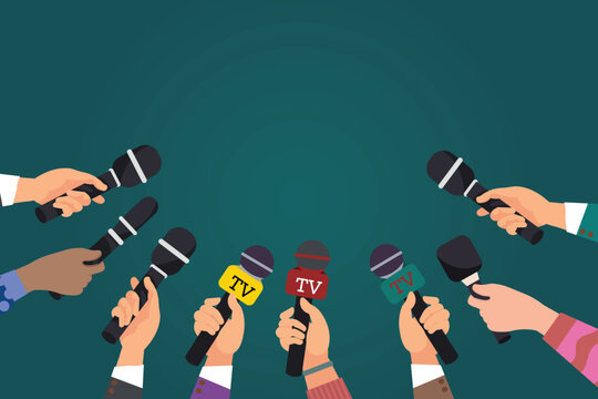 illustration of a press conference microphone or journalistic interview