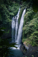 tropischer Wasserfall umgeben von grünen Regenwald auf Bali