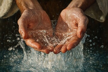 Fototapeta premium Living Waters. AI generated illustration.