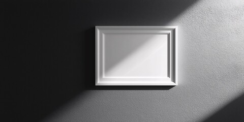 Empty White Frame on Textured Grey Wall