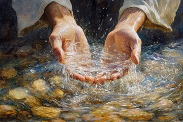 Fototapeta premium Living Waters. AI generated illustration.