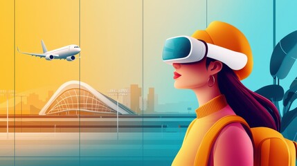 Traveler Using AR Glasses at Airport