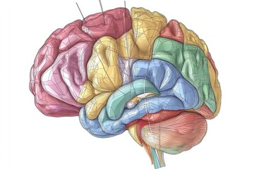 Geometric Brain Diagram. AI generated illustration.