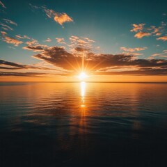 Breathtaking sunset over calm waters a majestic nature scene captured in time