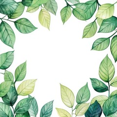 Fototapeta premium Watercolor frame of green leaves 