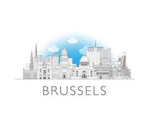 Naklejka premium Brussels skyline cityscape vector illustration