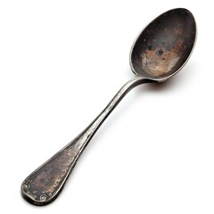 A vintage, tarnished silver spoon with intricate detailing, showcasing an antique look and a hint of nostalgia.