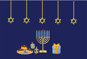 hannukah poster stars of david, menorah, dreidel, happy hannukka, candle, festival of lights, jewish holiday,israel tradition, giftsMobile