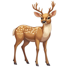 Fototapeta premium Cartoon deer standing on a white background, vector illustration png