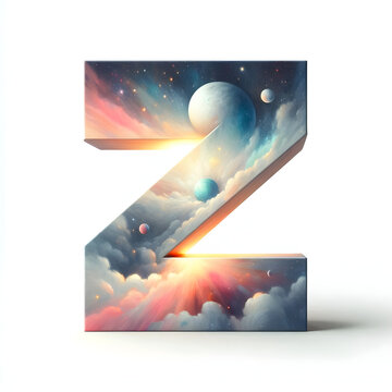 알파벳 대문자 "Z", 우주컨셉 디자인 파스텔화 (Alphabet capital "Z", space concept design pastel painting)	