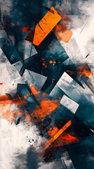 Abstract Grunge with Brush Strokes and Geometric Shapes