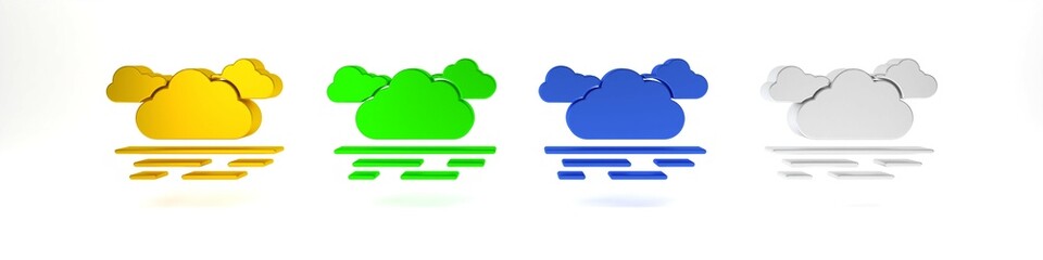 Colorful Cloud icon isolated on white background. Minimalism concept. 3D render illustration