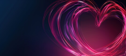 Obraz premium Abstract Valentine's Day Heart with Swirling Red, Pink, and Purple Lines - Modern Energetic Design