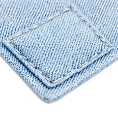 Detailed Macro Shot of a Perfect Denim Clothing Label on White Background