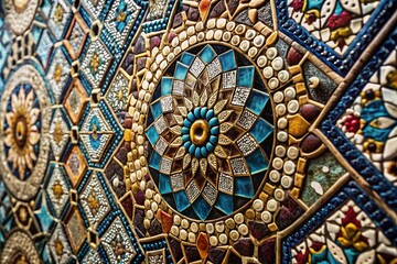Fototapeta premium Mosaic Masonry Texture in Dark and Light Colors for Product Photography