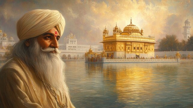 Ethereal Guru Nanak. Divine Light and the Golden Temple