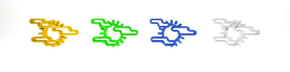 Colorful Fog and sun icon isolated on white background. Minimalism concept. 3D render illustration