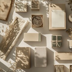 Elegant arrangement of natural materials and textures for creative design inspiration