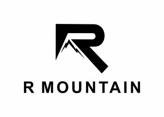letter r mountain logo, design, vector, illustration, creative icon, template