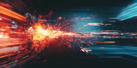 Obraz premium Abstract digital art with red and blue lines.