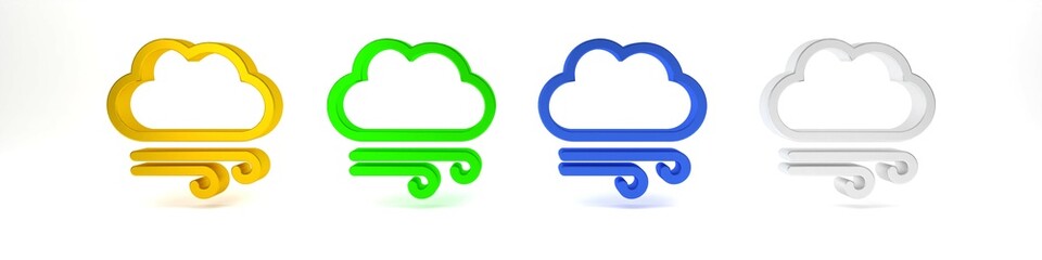 Colorful Windy weather icon isolated on white background. Cloud and wind. Minimalism concept. 3D render illustration