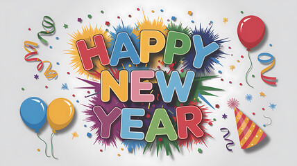 Fototapeta premium Elegant Happy New Year typography with festive design 