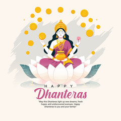 Happy Dhanteras and Dhanatrayodashi with Diwali celebration Social Media Post Template Banner