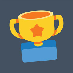 golden cup with star sign in flat vector design.