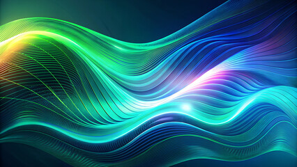 Fototapeta premium Abstract wavy lines in vibrant neon colors on a dark background